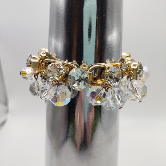 Vintage Gold Tone AB Crystal Bracelet  Statement Piece - Picture 10 of 11